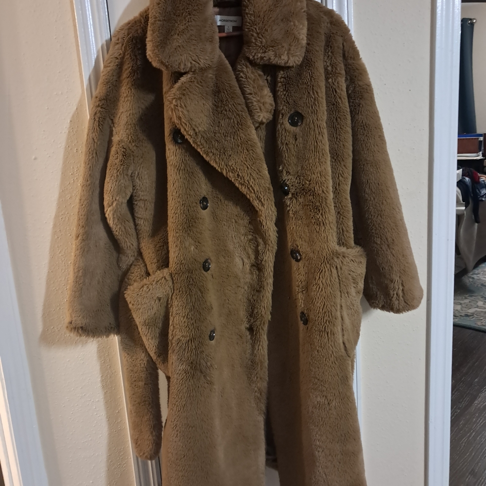 Oversized Teddy Faux Fur Coat By Nordstrom, Size Medium